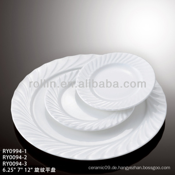 Hohe weiße neue Art Porzellan runde flache Platte